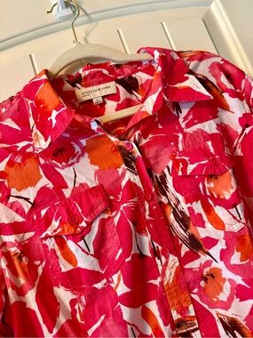 Jones New York Sport Pink and Orange Abstract Blouse 100%cotton